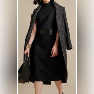 Banana Republic RT$140 Black Giulia Midi Mock-Neck Sweater Dress in Medium